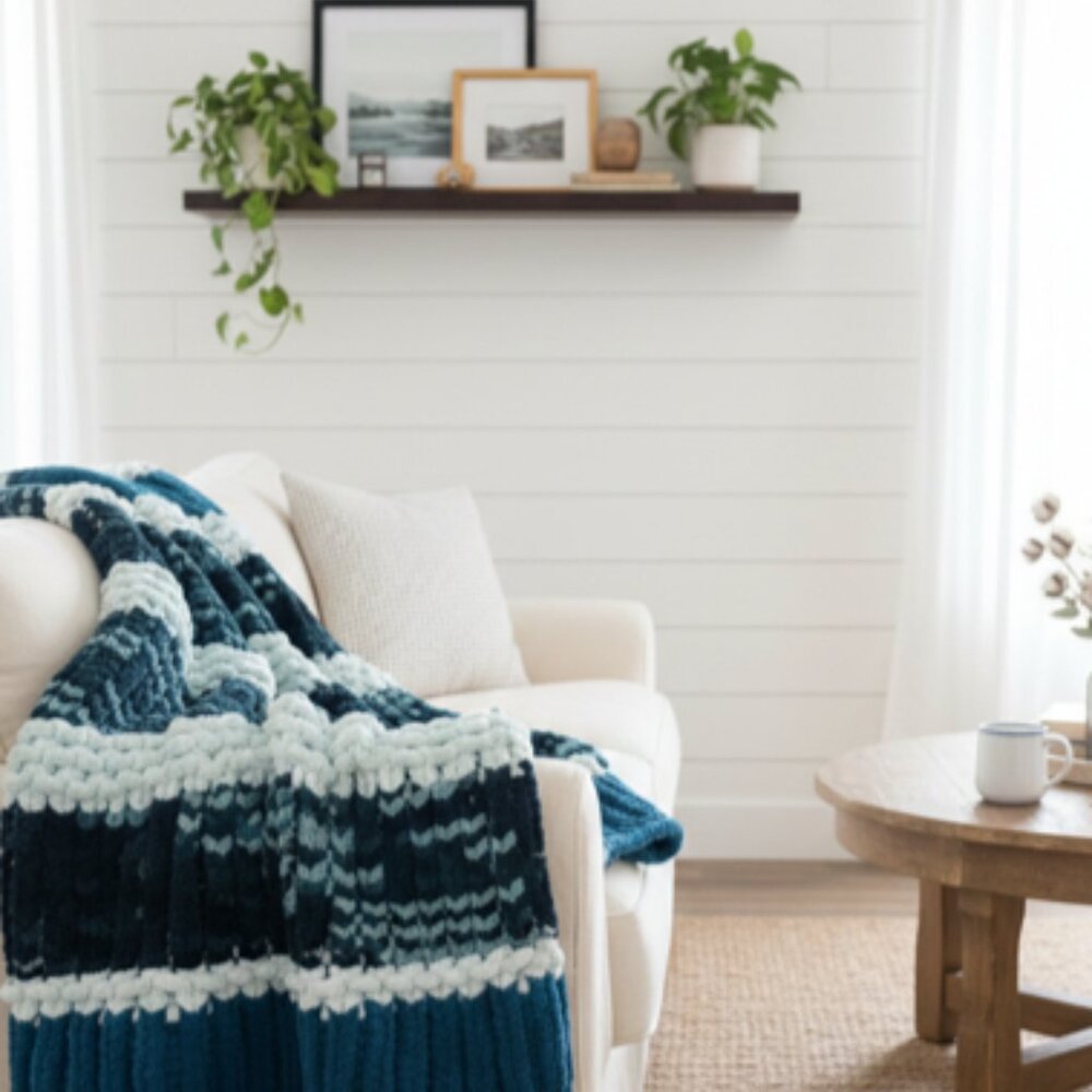 Handmade Ultra Soft Chenille Chunky Knit Throw - Picture 3 of 12